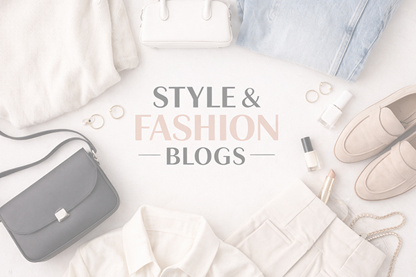 Fashion picture with light and modern clothes, shoes and handbags. Stylish and minimal